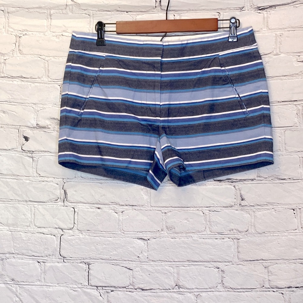 J. Crew Blue Black Striped Shorts Size 8 Excellent Used Condition